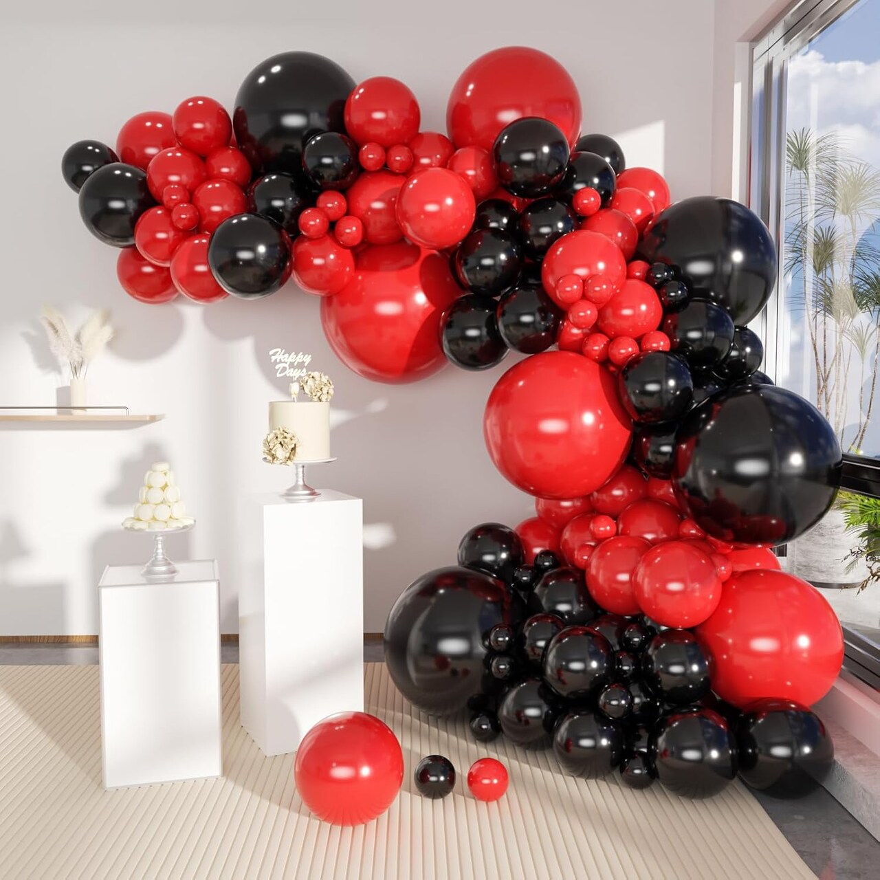 Red Black Balloon Garland 127 Pcs 18In 12In 10In 5In Latex Balloons Arch Kit